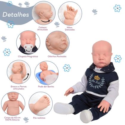 Imagem de Boneco Careca Marinheiro Azul com Bolsa Maternidade Completa