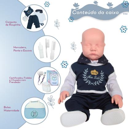 Imagem de Boneco Careca Marinheiro Azul com Bolsa Maternidade Completa