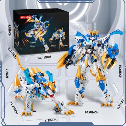 Imagem de Boneco de ação Building Blocks Toy TIALLOW Mech White Tiger