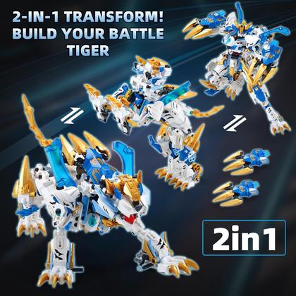 Imagem de Boneco de ação Building Blocks Toy TIALLOW Mech White Tiger