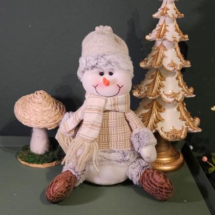 Imagem de Boneco de Neve Alpino Sentado em Tecido 25CM