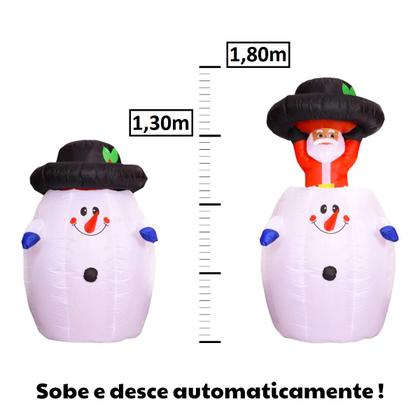 Imagem de Boneco de Neve C/Papai Noel Inflável Decoração Enfeite Natal