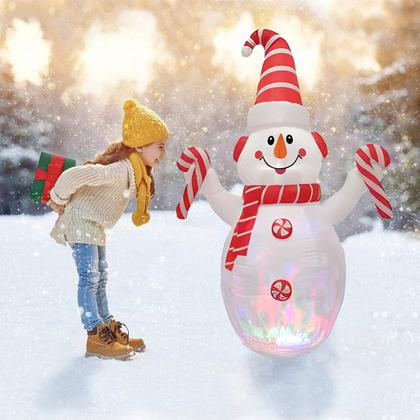 Imagem de Boneco de Neve Inflavel Natal Natalino Grande Iluminado Festa Decoraçao Casa Jardim Loja Shopping Comercio Fim de Ano Comemoraçao Celebraçao Enfeite