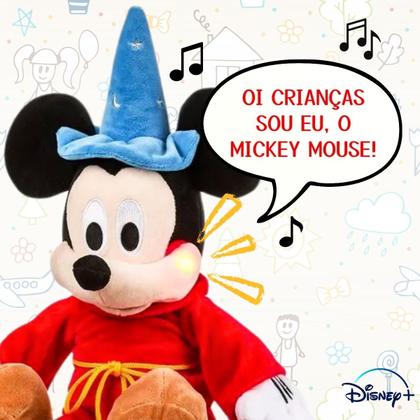 Boneco de Pelúcia Mickey Fantasia Mágico Disney com Luz e Som