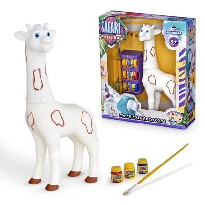 Imagem de Boneco de Pintar Pintura Safari Girafa Com Tintas e Pincel Adijomar