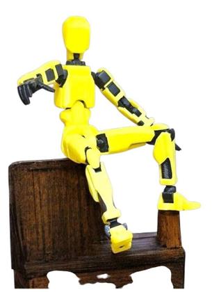 Imagem de Boneco DESMONTADO Dummy 14 cm Brinquedo Articulado 3D Amarelo