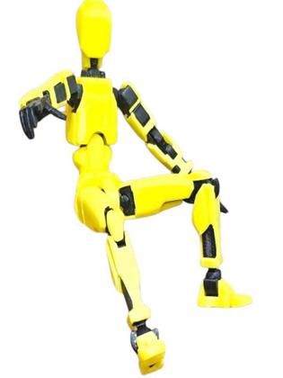 Imagem de Boneco DESMONTADO Dummy 14 cm Brinquedo Articulado 3D Amarelo
