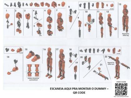 Imagem de Boneco DESMONTADO Dummy 14 cm Brinquedo Articulado 3D Amarelo