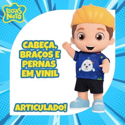 Imagem de Boneco Luccas Neto Infantil Articulado Original 27cm Fala 15 Frases Super Foca Brinquedos Novabrink