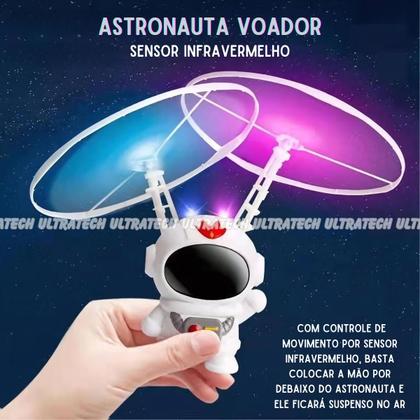 Imagem de Boneco Mini Astronauta Voa a Sensor com Luz Led Brinquedo Infantil Criança