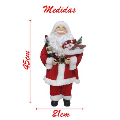 Imagem de Boneco Natal Papai Noel Com Presente Sommelier 45cm