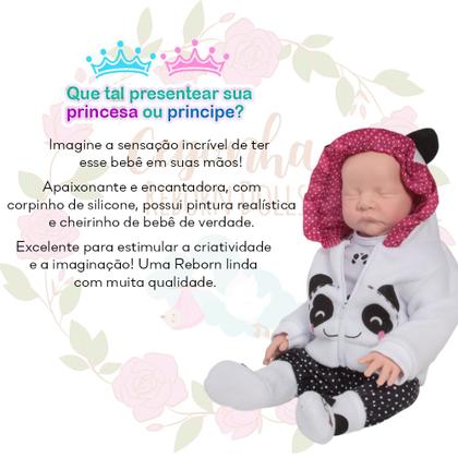 Imagem de Boneco Panda Realista com Roupinha Pelúcia Fraldas e Chupeta