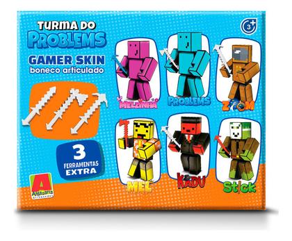 Imagem de Boneco Problems Jogo Mine Youtuber com Ferramentas 15cm Craft