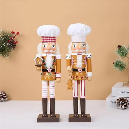 Imagem de Boneco Quebra Nozes Cozinheiro em Madeira Enfeite Natal 40cm