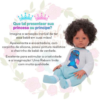 Imagem de Boneco Reborn Bebê Realista Menino Negro Bolsa Acessórios