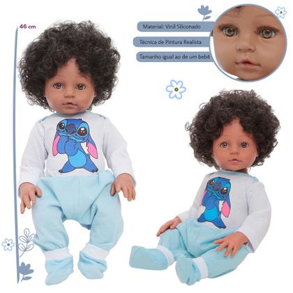 Imagem de Boneco Reborn Bebê Realista Menino Negro Bolsa Acessórios
