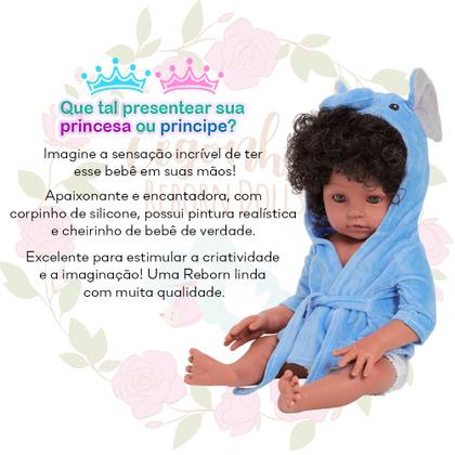 Imagem de Boneco Reborn Bebê Realista Negro Bolsa Acessórios Fofinho
