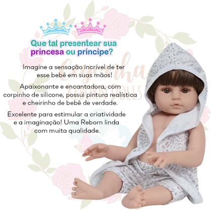 Imagem de Boneco Reborn Menino Realista Roupão Coelho Bolsa Acessórios