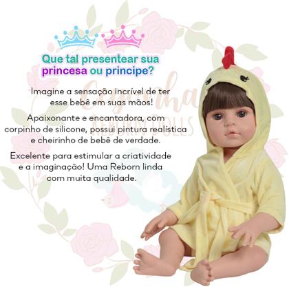 Imagem de Boneco Reborn Príncipe Cabelo Castanho Saída de Banho Fofa