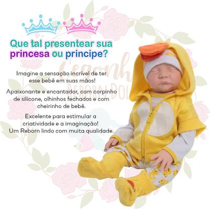 Imagem de Boneco Reborn Realista Levi Roupa Pato Com Bolsa Acessórios