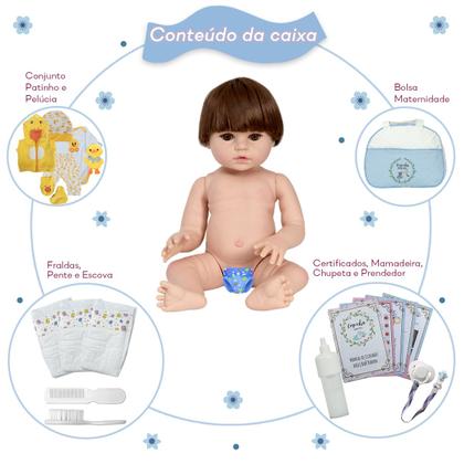 Imagem de Boneco Reborn Recém Nascido Patinho Corpo 100% Vinil