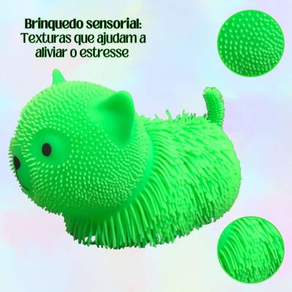 Imagem de Boneco Squish Anti Stress Gato Brinquedo De Apertar Com Luz Led