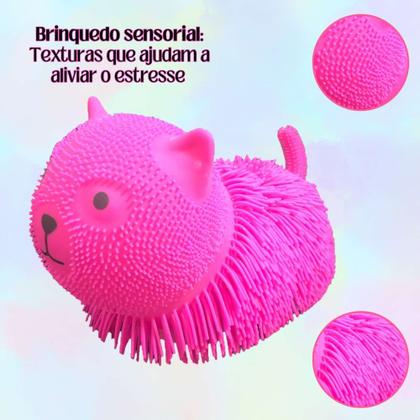 Imagem de Boneco Squish Anti Stress Gato Brinquedo De Apertar Com Luz Led