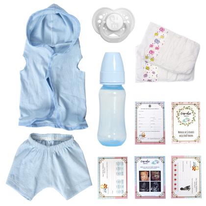 Imagem de Boneco Tipo Reborn Baby Menino Careca Senta Pode Dar Banho