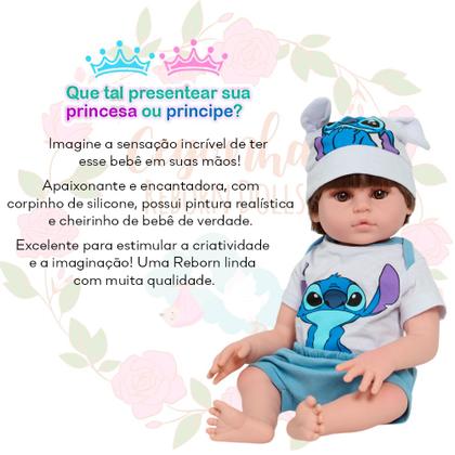 Imagem de Boneco Tipo Reborn Realista Com Lindo Conjunto Stitch Fofo