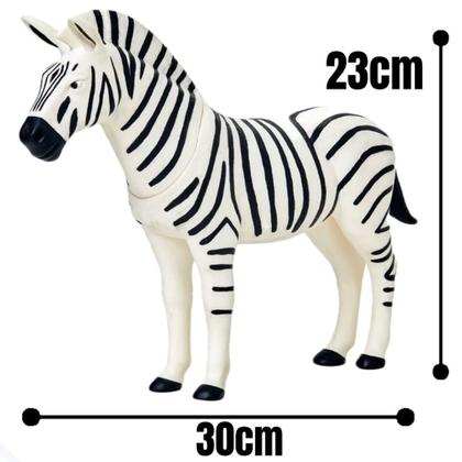 Imagem de Boneco Zebra Vinil 30cm Safari Brinquedo Realista Adijomar