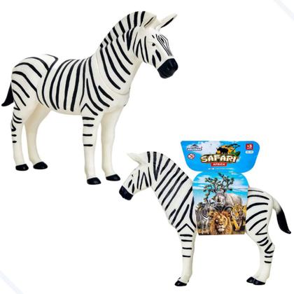 Imagem de Boneco Zebra Vinil 30cm Safari Brinquedo Realista Adijomar