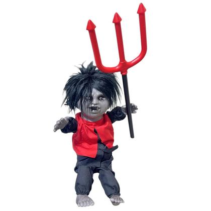 Imagem de Boneco Zumbi com Tridente Halloween Dias das Bruxas Assustador Festa Movimento Grito Susto Terror Assombrado Decoraçao