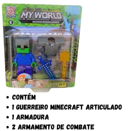 Imagem de Bonecos Articulados Guerreiros MineCraft Word com Acessorios