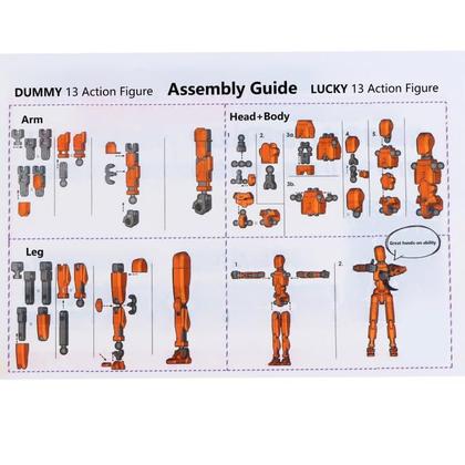 Bonecos de ação YAMSLAM Lucky 13 Full Body Robot 14 cm PVC
