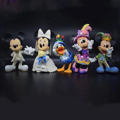 Imagem de Bonecos De Mickey E Minnie Mouse Vestidos De Noiva 12cm Figurinha Kawaii Decorações De Bolo Para