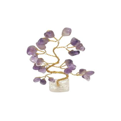 Imagem de Bonsai Pedra Ametista Espiritualidade Base Cristais 14cm