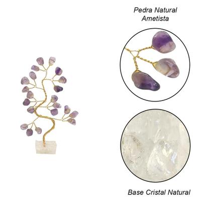 Imagem de Bonsai Pedra Ametista Espiritualidade Base Cristais 14cm