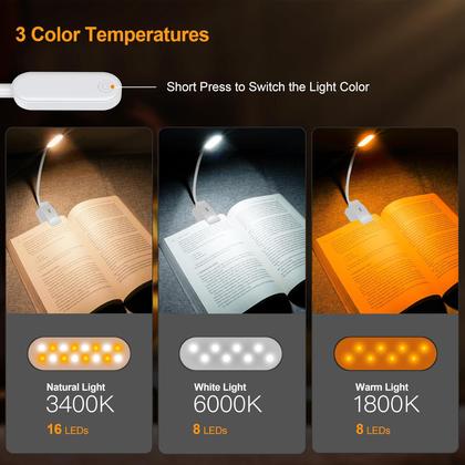Imagem de Book Light Gritin 16 LED recarregável com 3 temperaturas de cor