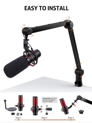 Imagem de Boom Arm para microfone HyperX QuadCast com filtro pop SUNMON