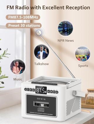 Imagem de Boombox Jazmm com Bluetooth, CD, Rádio e Toca-fitas