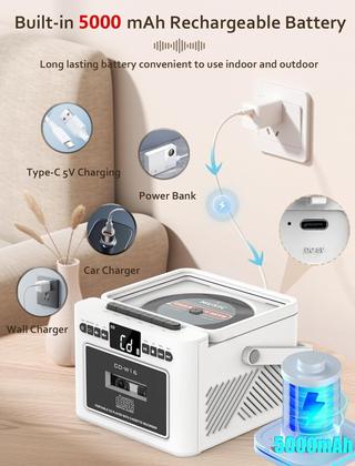 Imagem de Boombox Jazmm com Bluetooth, CD, Rádio e Toca-fitas