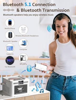 Imagem de Boombox Jazmm com Bluetooth, CD, Rádio e Toca-fitas