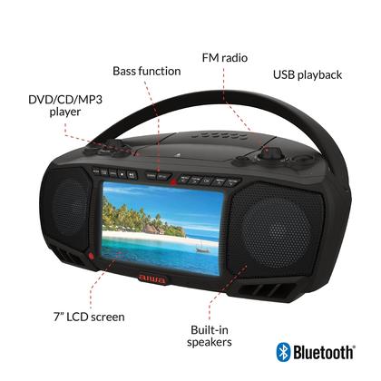 Imagem de Boombox Portátil Aiwa com Som Cristalino - 2 Alto-Falantes de 3W