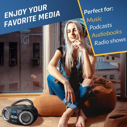 Imagem de Boombox Portátil KLIM B3 com Bluetooth e Rádio FM - Leitor de CD