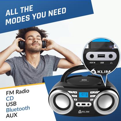 Imagem de Boombox Portátil KLIM B3 com Bluetooth e Rádio FM - Leitor de CD