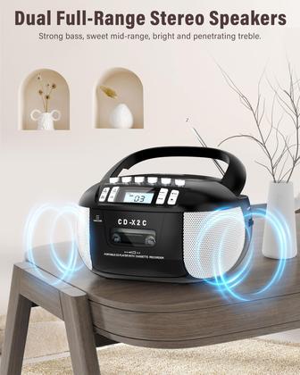 Imagem de Boombox Portátil Pbochi com Leitor de CD, CD-R/RW e Rádio AM/FM