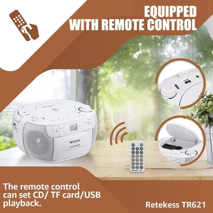 Imagem de Boombox Retekess TR621: Leitor de CD e K7 Combinados
