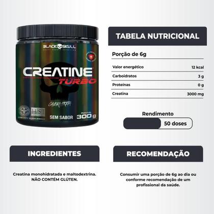 Imagem de Bope Pré Treino 300g + Creatina 300g Turbo Black Skull