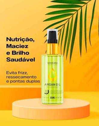 Imagem de Borabella Óleo reparador de pontas Argan e Macadamia 60ml Tratamento reconstrutor e hidratação Brilho Gloss Antifrizz profissional protetor termico