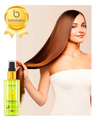 Imagem de Borabella Óleo reparador de pontas Argan e Macadamia 60ml Tratamento reconstrutor e hidratação Brilho Gloss Antifrizz profissional protetor termico